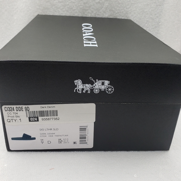 Coach Men's Slide Signature Leather Dark Demin Blue slip on Casual Sport - Picture 9 of 9